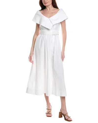 Lela Rose Asymmetrical Cuff Dress In White