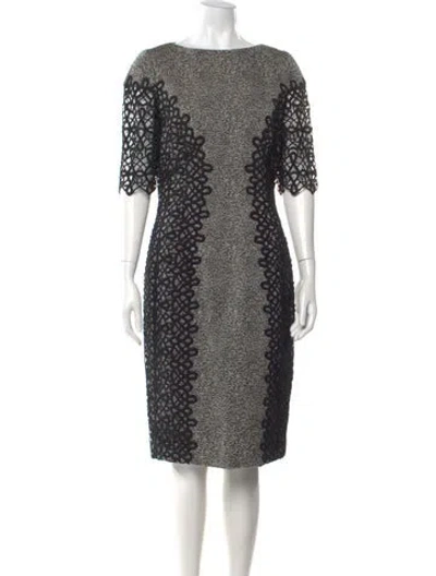 Pre-owned Lela Rose Bateau Neckline Knee-length Dress
