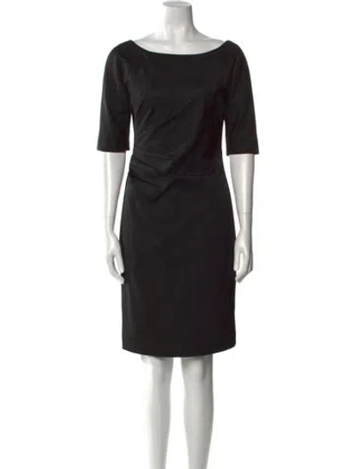 Pre-owned Lela Rose Bateau Neckline Knee-length Dress In Black