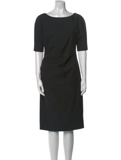 Pre-owned Lela Rose Bateau Neckline Knee-length Dress In Black
