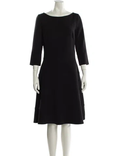 Pre-owned Lela Rose Bateau Neckline Knee-length Dress In Black