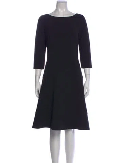 Pre-owned Lela Rose Bateau Neckline Knee-length Dress In Black