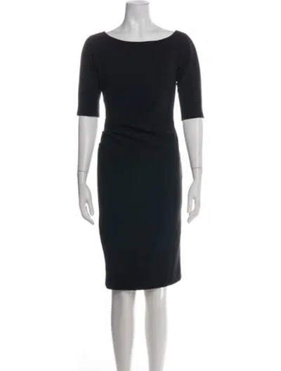 Pre-owned Lela Rose Bateau Neckline Knee-length Dress In Black