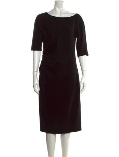 Pre-owned Lela Rose Bateau Neckline Knee-length Dress In Black