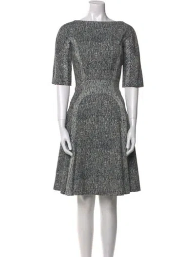 Pre-owned Lela Rose Bateau Neckline Knee-length Dress In Blue