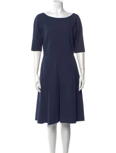 Pre-owned Lela Rose Bateau Neckline Knee-length Dress In Blue