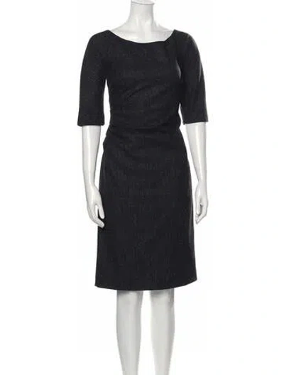 Pre-owned Lela Rose Bateau Neckline Knee-length Dress In Gray