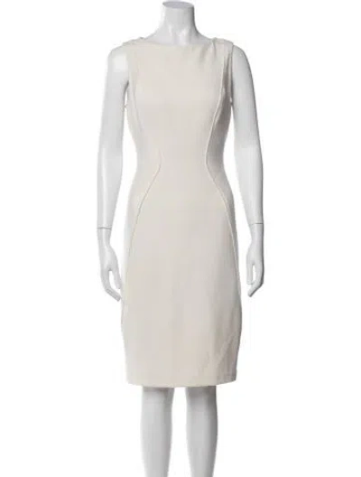 Pre-owned Lela Rose Bateau Neckline Knee-length Dress In Gray