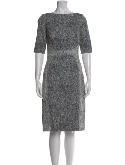 Pre-owned Lela Rose Bateau Neckline Knee-length Dress In Gray