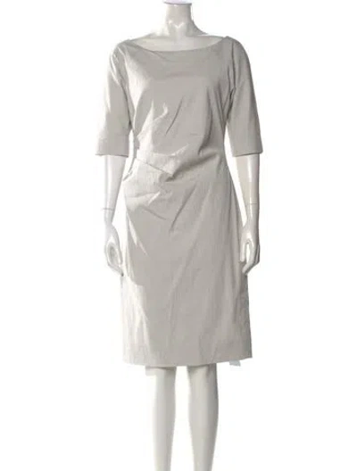 Pre-owned Lela Rose Bateau Neckline Knee-length Dress In Neutral