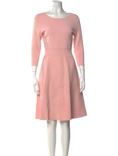 Pre-owned Lela Rose Bateau Neckline Knee-length Dress In Pink