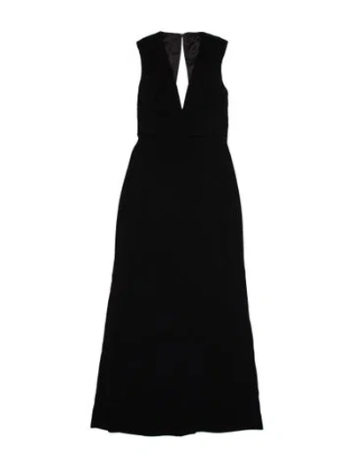 Pre-owned Lela Rose Bateau Neckline Long Dress In Black