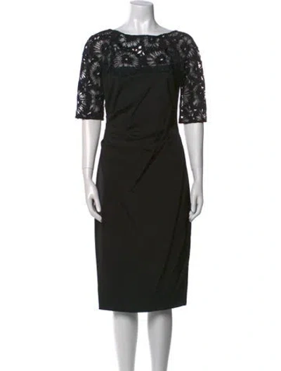 Pre-owned Lela Rose Bateau Neckline Midi Length Dress In Multi