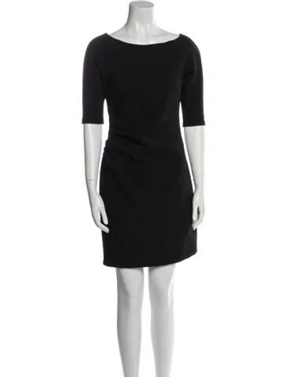 Pre-owned Lela Rose Bateau Neckline Mini Dress In Black