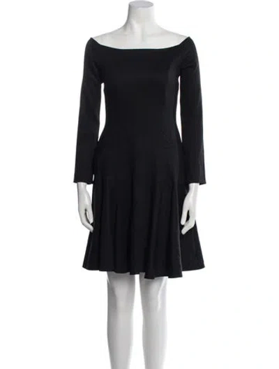 Pre-owned Lela Rose Bateau Neckline Mini Dress In Black