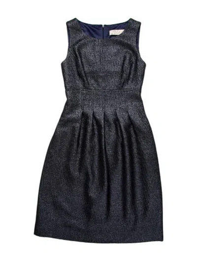 Pre-owned Lela Rose Bateau Neckline Mini Dress In Blue