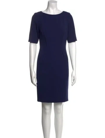 Pre-owned Lela Rose Bateau Neckline Mini Dress In Blue