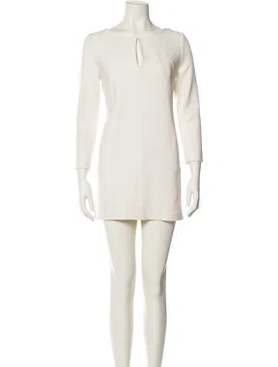 Pre-owned Lela Rose Bateau Neckline Mini Dress In Neutrals