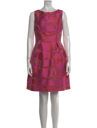Pre-owned Lela Rose Bateau Neckline Mini Dress In Pink