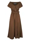 Lela Rose Belted Midi Dress In Brown