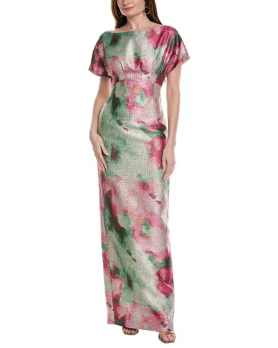 Lela Rose Boatneck Gown In Green