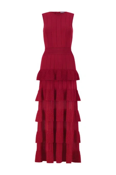 Lela Rose Bobble Knit Piper Dress In Red