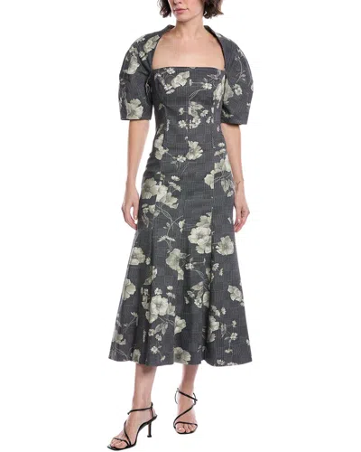 Lela Rose Boned Waist Midi Dress In Multi