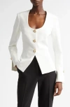 Lela Rose Button-front Stretch-twill Top In Ivory