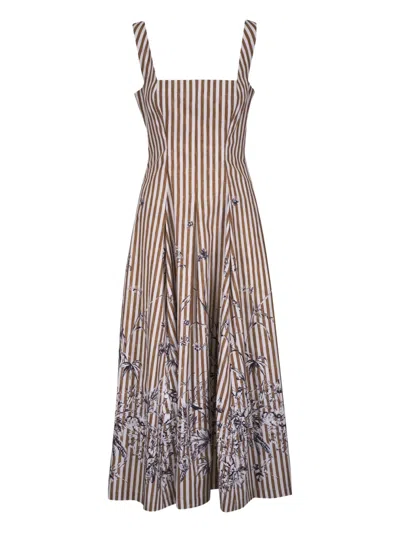 Lela Rose Caitlin Striped Midi Dress