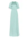 Lela Rose Capele-sleeve Plissé Gown In Blue