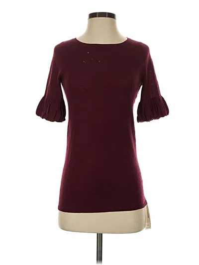 Pre-owned Lela Rose Cashmere Cardigan Sweater In Burgundy
