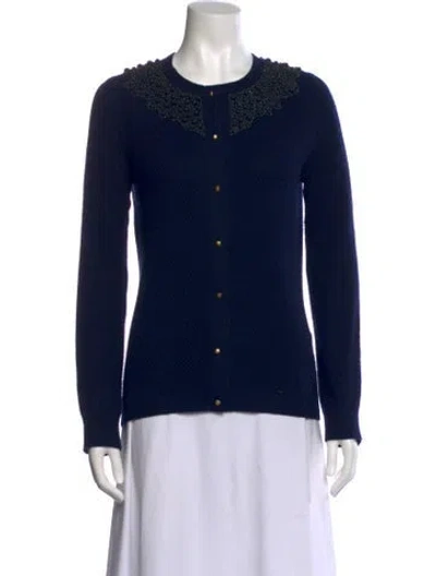 Pre-owned Lela Rose Cashmere Crew Neck Top In Blue