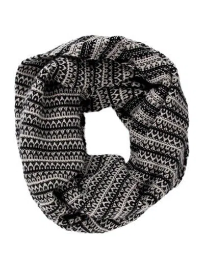 Pre-owned Lela Rose Cashmere Patterned Scarf In Black