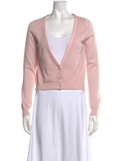Pre-owned Lela Rose Cashmere V-neck Sweater In Pink