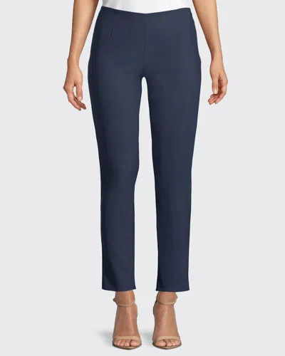 Lela Rose Catherine Slim-leg Ankle Pants In Blue