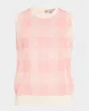 Lela Rose Check Knit Tank Top In Poppy