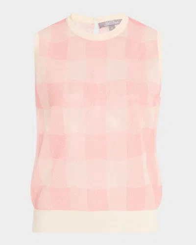 Lela Rose Check Knit Tank Top In Pink