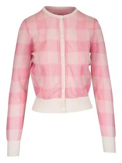 Lela Rose Checked Cardigan In Pink