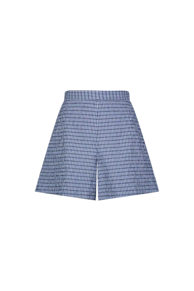 Lela Rose Checked Seersucker Short In Blue