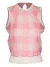 Lela Rose Check Knit Tank Top In Pink