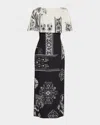 Lela Rose Colorblock Cape Column Midi Dress In Black