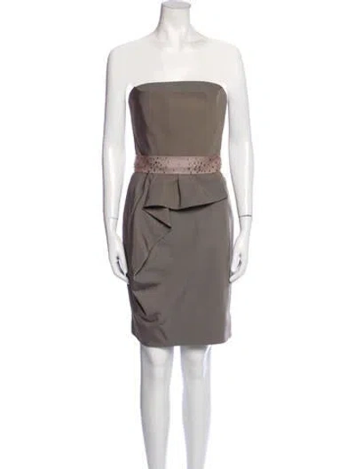 Pre-owned Lela Rose Colorblock Pattern Mini Dress In Neutral