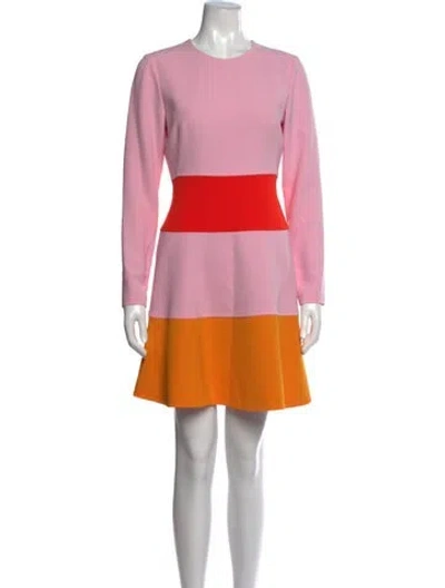 Pre-owned Lela Rose Colorblock Pattern Mini Dress In Pink