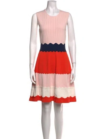 Pre-owned Lela Rose Colorblock Pattern Mini Dress In Pink