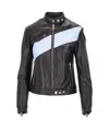 Lela Rose Colour-block Leather Biker Jacket In Black