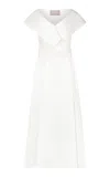 Lela Rose Cotton-blend Poplin Asymmetric Maxi Dress