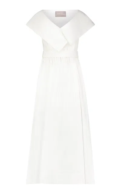 Lela Rose Cotton-blend Poplin Asymmetric Maxi Dress