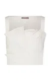 Lela Rose Cotton-blend Poplin Draped Top In Ivory