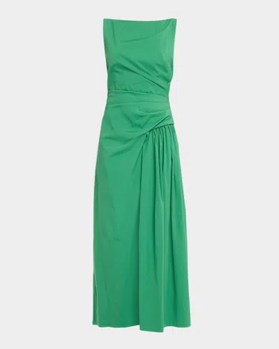 Lela Rose Cotton Poplin Asymmetrical Flounce Dress In Green
