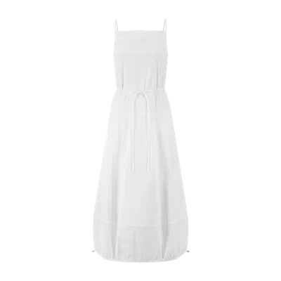 Lela Rose Cotton Poplin Bubble Hem Dress In White